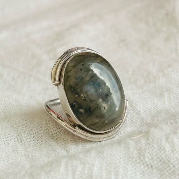 Labradorite .925 Sterling Silver Ring 5.5 - Picture 2 of 10